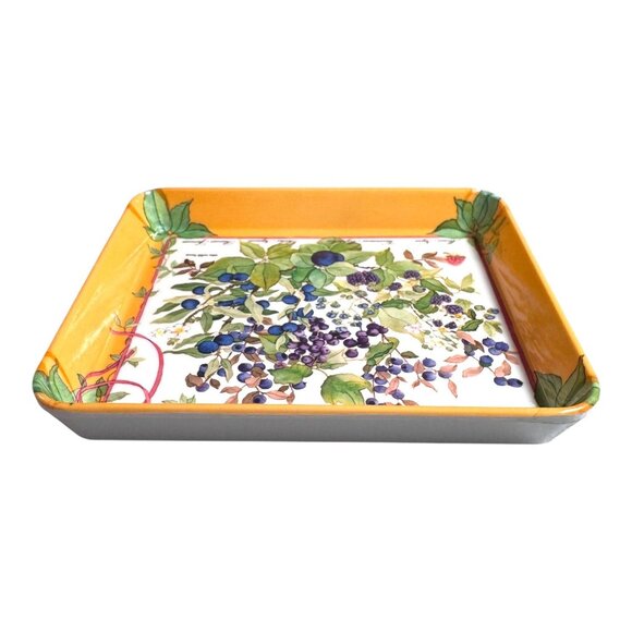 Decorative Floral Melamine Tray Botanical Print Small Jewelry Trinkets Keys - Picture 11 of 12